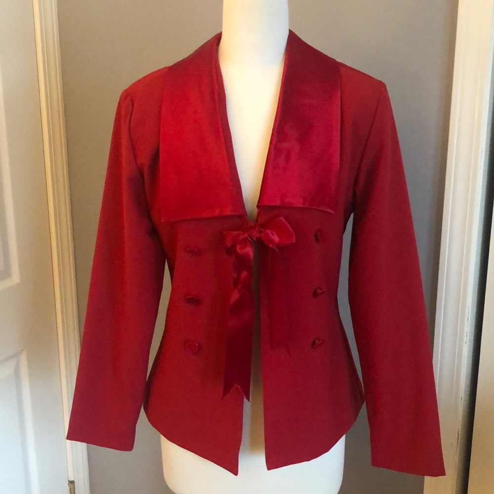 Red blazer with satin collar size medium.